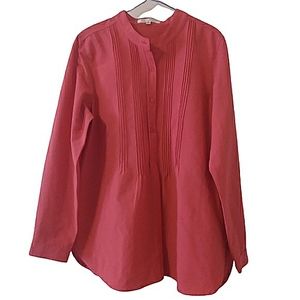 TravelSmith Pintucked Mandarin Collar Tunic, Size Small